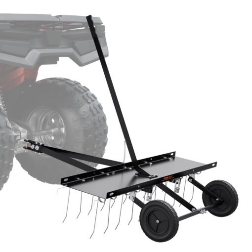 VEVOR 40 1016 cm Tow Behind Lawn Dethatcher Rake for ATV or Mower with 20 Steel Tines