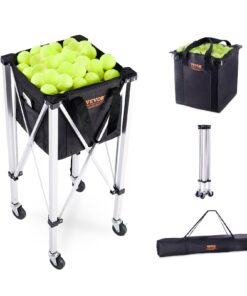 VEVOR Foldable Tennis Ball Cart with 360° Swivel Wheels