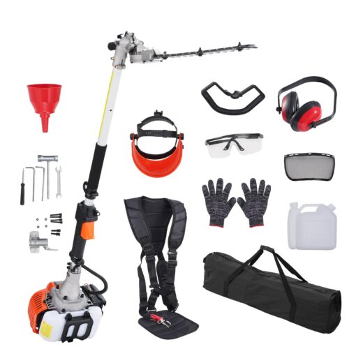 VEVOR 40 cm 157 inch 26CC 2 Cycle Gas Pole Hedge Trimmer with Adjustable Head and Accessories
