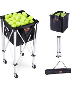 VEVOR Portable Tennis Ball Hopper Basket Cart with 360° Swivel Wheels