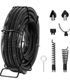 VEVOR 13.7m (45ft) x 22mm (7/8in) Sectional Drain Cleaning Cable with 6 Cutters for 20mm-150mm (0.8in-5.9in) Pipes