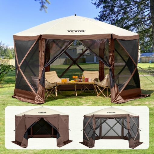VEVOR 125x125FT 381x381m Pop Up Camping Gazebo Tent with UV Insect Protection