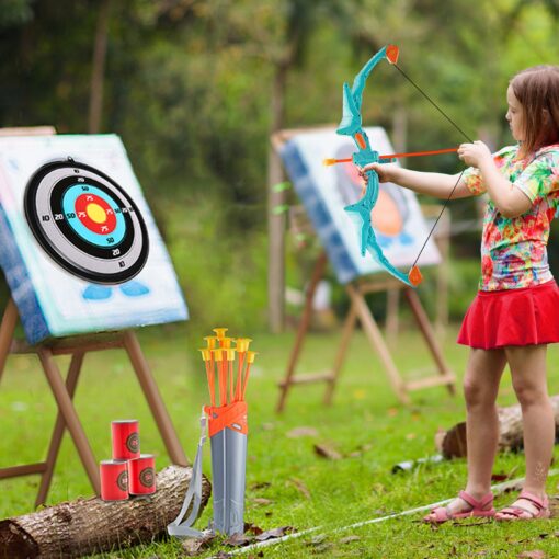 VEVOR Kids LED Light Up Bow and Arrow Set with 10 Arrows and Target for Outdoor Archery Educational Toy for Children