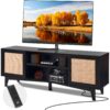 VEVOR Black Rattan TV Stand with Built in Socket for 75 TV