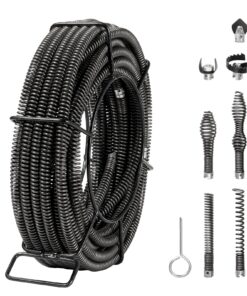 VEVOR 20m x 16mm Sectional Drain Cleaning Cable with 7 Cutters for 20-100mm Pipes