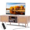 VEVOR Boho Rattan TV Stand for 165 cm 65 TVs with Built in Socket