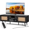 VEVOR Rattan TV Stand with Built in Socket for 65 inch 165 cm TV