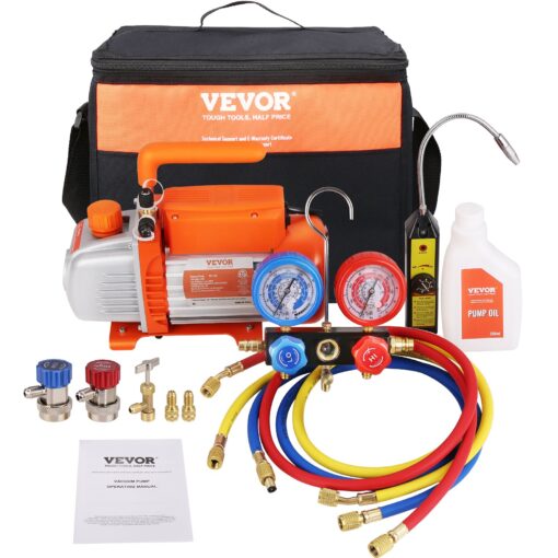 VEVOR 14 HP HVAC Vacuum Pump and Manifold Gauge Set