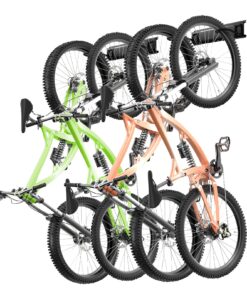 VEVOR Wall-Mounted Bike Storage Rack for Garage - Holds 4 Bicycles and 2 Helmets