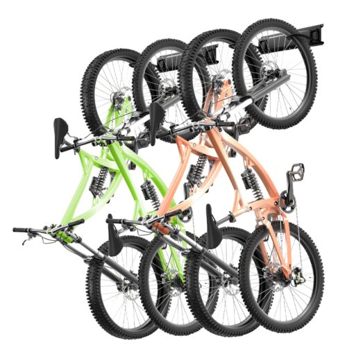 VEVOR Wall Mounted Bike Storage Rack for Garage Holds 4 Bicycles and 2 Helmets