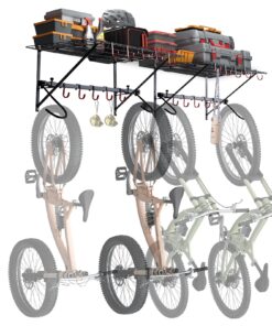 VEVOR Wall-Mounted Bike Storage Rack with 2 Shelves for 4 Bicycles