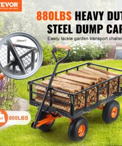 3.2 Cu.Ft Metal Yard Wagon with 255mm / 10" Tires and Removable Sides