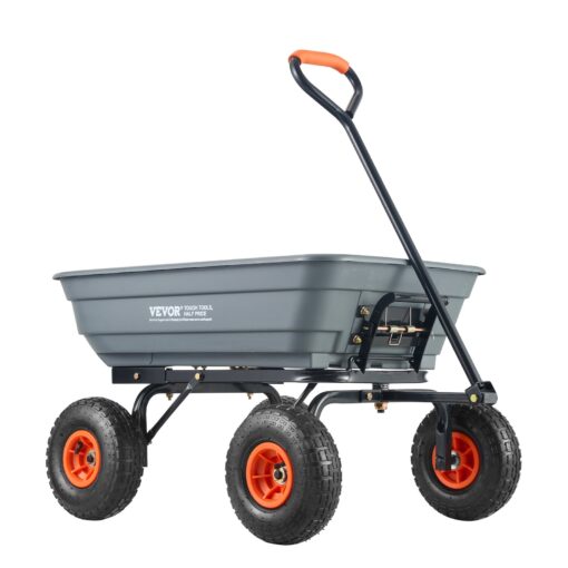 VEVOR 4 Cubic Feet 113 Liters Heavy Duty Poly Garden Dump Cart with 600 lbs 272 kg Capacity