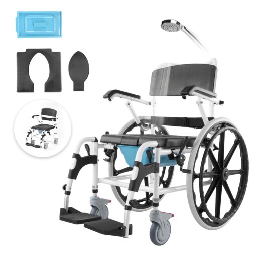 VEVOR Shower and Commode Wheelchair for Disabled