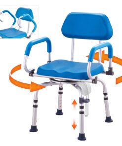 VEVOR 360° Swivel Shower Chair with Adjustable Height and Padded Seat for Elderly and Disabled