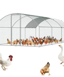 VEVOR Large Metal Chicken Coop with Waterproof Cover 3x5.88x1.99m (9.88x19.29x6.53ft) - Weatherproof & Corrosion-resistant Poultry Run