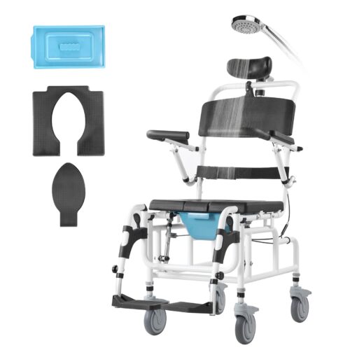 VEVOR Adjustable Aluminum Alloy Shower Wheelchair for Disabled Adults