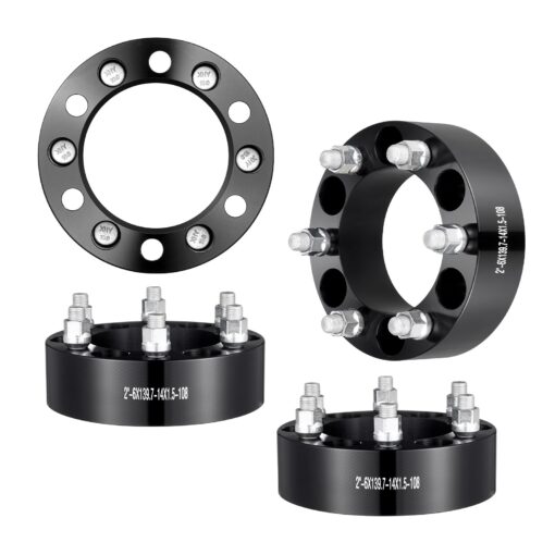 VEVOR 508mm 2 Forged Aluminum Wheel Spacers Adapters 6x55 Bolt Pattern with 108mm Hub Bore for Chevrolet GMC Cadillac Set of 4 Black