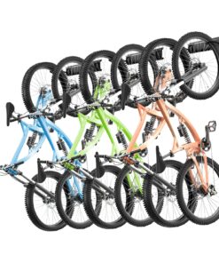 VEVOR Wall-Mount Garage Bike Holder for 6 Bicycles with Adjustable Hooks and 5 Helmet Storage