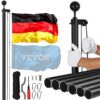 VEVOR 9m 30ft Heavy Duty Aluminum Flagpole Kit with Detachable Design and German Black Finish