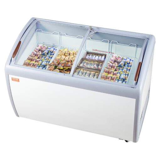 VEVOR 362 L 128 cuft Commercial Ice Cream Display Freezer with Adjustable Temperature and LED Lighting