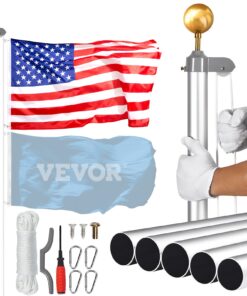 VEVOR 6m (20ft) Heavy Duty Aluminum Flagpole Kit with Detachable Design - Wind and Rust Resistant
