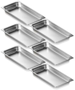 VEVOR 6 Pack Full-Size Stainless Steel Hotel Pans with Lids