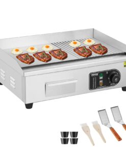 VEVOR 3200W Commercial Electric Griddle with 54 x 30 cm (21.26 x 11.81 in) Half-Flat Iron Cooking Surface