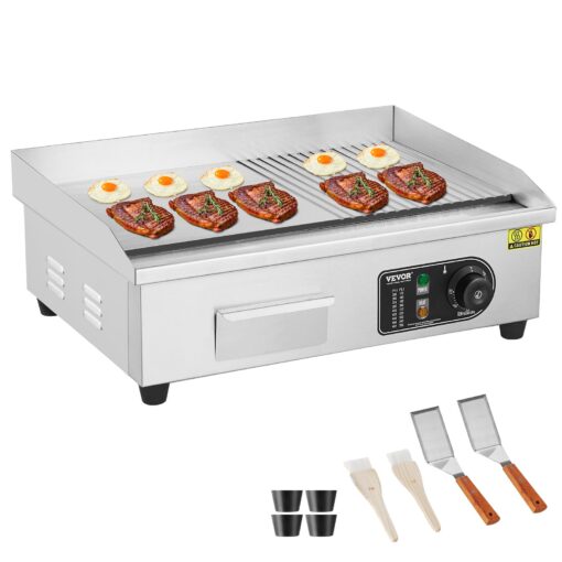 VEVOR 3200W Commercial Electric Griddle with 54 x 30 cm 2126 x 1181 in Half Flat Iron Cooking Surface