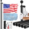 VEVOR 76m 25ft Heavy Duty Aluminum Flagpole Kit with Detachable Design and Wind Resistant Black Finish