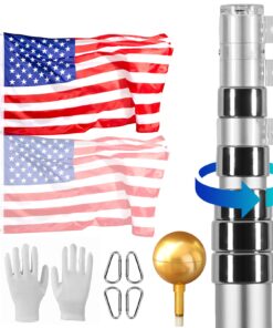 VEVOR 9m (30ft) Telescopic Flagpole Kit - Heavy Duty Aluminum Alloy