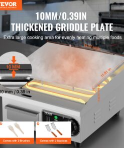 2000W Countertop Flat Top Grill with 14.17x11.81 Inch (36x30 cm) Cooking Surface