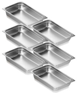 VEVOR 6 Pack Full Size Stainless Steel Steam Table Pans with Lids