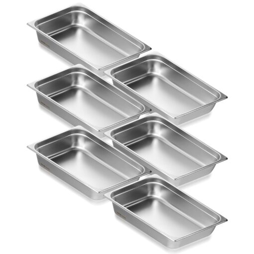 VEVOR 6 Pack Full Size Stainless Steel Steam Table Pans with Lids