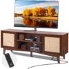 VEVOR Boho Rattan TV Stand with Built in Outlet