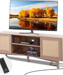 VEVOR Rattan TV Stand for 75-Inch TV