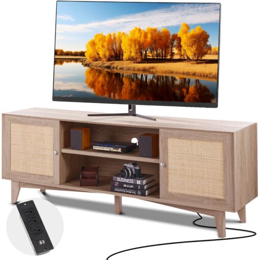 VEVOR Rattan TV Stand for 75 Inch TV