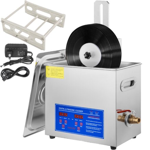 VEVOR 6L Ultrasonic Vinyl Record Cleaning Machine Set with Drying Rack