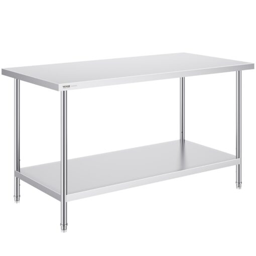 VEVOR Stainless Steel NSF Certified Commercial Work Prep Table with Adjustable Shelves