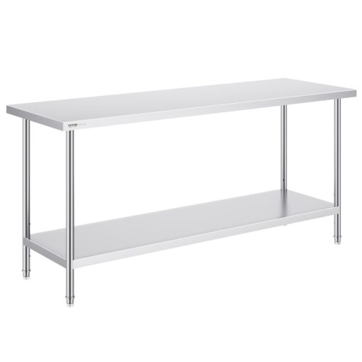 VEVOR NSF Certified Stainless Steel Work Prep Table with Adjustable Shelves