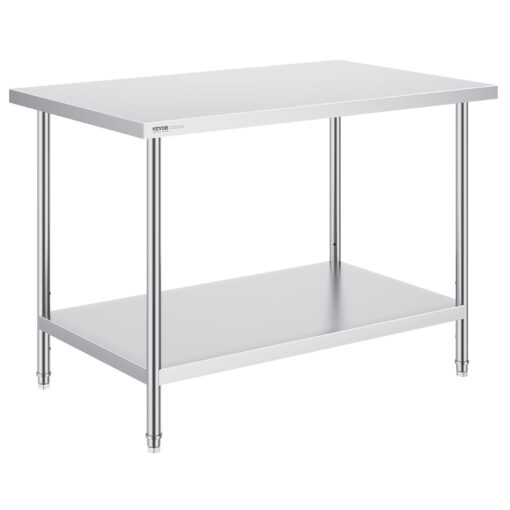 VEVOR NSF Certified Stainless Steel Commercial Work Prep Table with Adjustable Shelves