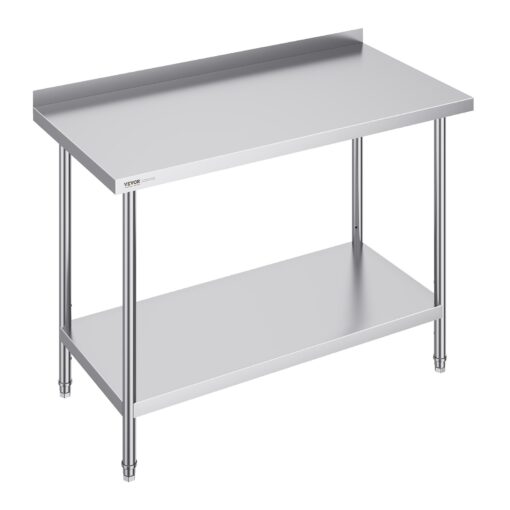 VEVOR Stainless Steel Commercial Kitchen Work Table with Adjustable Shelves