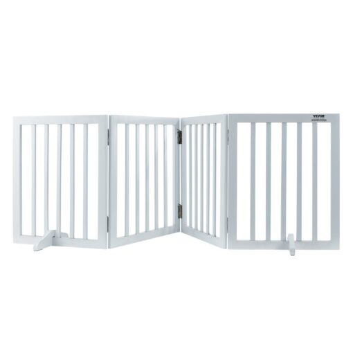 VEVOR Freestanding Foldable Pet Gate 61x204 cm 24x803 inch Solid Wood Frame