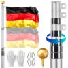 VEVOR 9m 30ft Heavy Duty Telescopic Aluminum Flagpole Kit with German Silver Finish