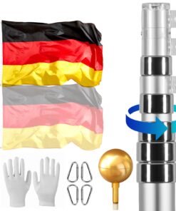 VEVOR 9m (30ft) Heavy Duty Telescopic Aluminum Flagpole Kit with German Silver Finish