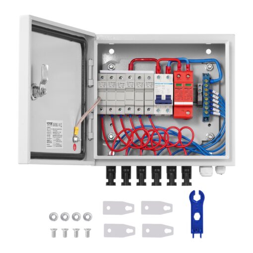 VEVOR 6 String Solar PV Combiner Box with 10A Fuses and 63A Circuit Breaker