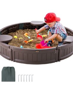 VEVOR HDPE Round Sandbox with Cover - Children's Mini Playground