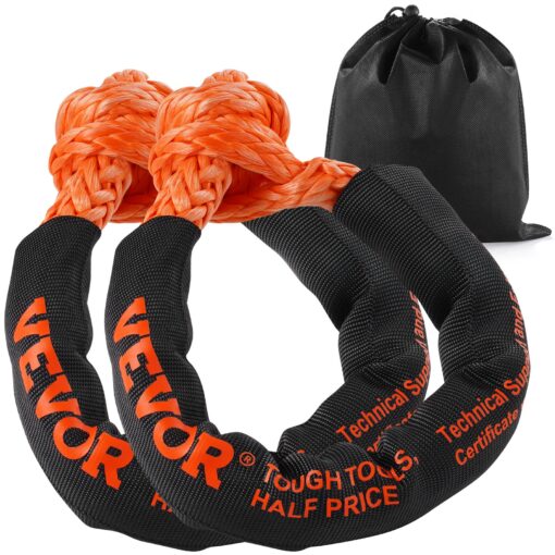 VEVOR Synthetic Soft Shackle Recovery Rope 2PCS 13mm x 56cm 20T 44092 lbs Break Strength