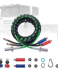 VEVOR 4.57m (15FT) 3-in-1 Semi Truck Air Lines Kit with 2 Glad Hands & Handles - Compatible with Large Truck Models