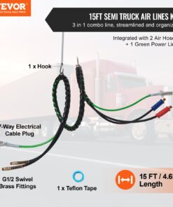3.7 m (12 ft) Air Hoses with 7-Way SAE-J560 Plug and ABS Power Line